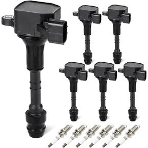 Set of 6 Ignition Coils Pack 6 Iridum Spark Plugs 3.5L 4.0L Compatible with 01-04 Infiniti QX4 I35, 01-12 Nissan Pathfinder, 02-06 Altima, 02-08 Maxima, 04-09 Quest, 14-16 NV1500 NV2500 Replace UF349