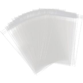 FgfAk 100 Pcs 4-5/8''X 5-3/4'' Clear Resealable Cello/Cellophane Treat Bags Good for Pastry,Bakery,Cookie, Candy and Dessert - Fits A2 Card w/Envelope Photos