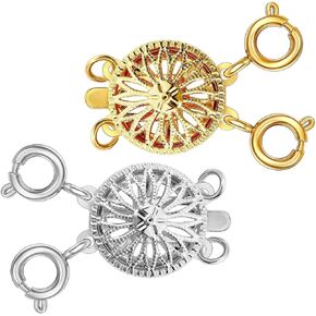 فاصل مشابك طبقات القلادة للنساء من الذهب عيار 14 قيراط والفضة والتشابك، مجوهرات آمنة خالية من التشابك ومحول سلسلة موسع (قطعتان فضية + ذهبية) in Kuwait