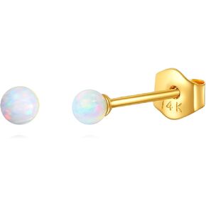 14K Real Gold Opal Stud Earrings Solid Gold Opal Earrings Kt Gold Jewelry Yellow Gold Gifts for Women Girls