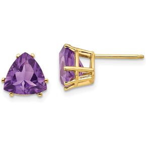 14k Yellow Gold 8mm Trillion Amethyst Earrings 9x9 mm