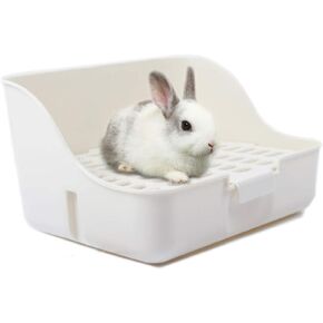 Md trade Square Potty Trainer Corner Litter Bedding Box Pet Pan for Small Animal/Guinea Pig/Rabbit/falesaur/Ferrets(White) in Kuwait