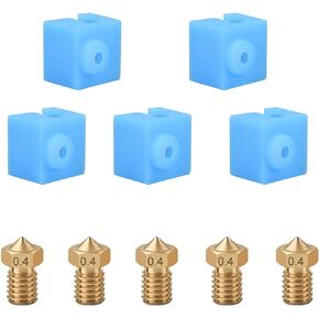 5 PCS Nozzles and Silicone Socks for Anycubic Mega, Kobra, 3D Printer Parts 5PCS 0.4mm Brass Nozzles and Silicone Socks for Mega, Mega S, Mega X, Chrion, Kobra