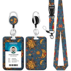 Blue Science Lanyards for ID Badges, Medical Health ID Badge Holder with Lanyard Retractable Badge Holder/Reel Lanyard, Nurse Teacher Office Gifts