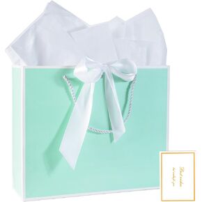 JMANNI Gift Bags, Small Gift Bags, 2Pcs Paper Gift Bag with 4 Tissue Paper and 2 Greeting Cards, Present Bags with Handles for Women Girls Bridesmaid Birthday Valentines Wedding Party (Golden-Black)