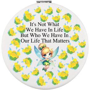 WUSUANED Fairy Tale Pixie Makeup Mirror It’s Not What We Have in Life It’s Who We Have in Our Life Jewelry TinkerBell Gift Peter Gift (Pixie Lover Mirror)