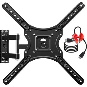 Full Motion TV Wall Mount for Most 14-60 Inch TVs, Max VESA 400x400mm Wall Mount TV Bracket with Swivel Tilting Extension Level Adjustment for LED LCD Flat Curved TVs Up to 55 LBS