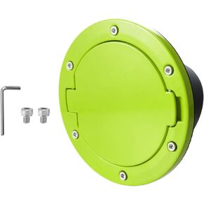 X AUTOHAUX Green Aluminum Alloy ABS Gas Fuel Tank Cap Cover for Jeep Wrangler 2007-2017 for Jeep Wrangler JK 2018 Locking Fuel Filler Cover Accessories