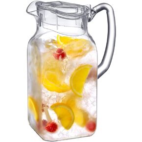 Amazing Abby - Quadly - Acrylic Pitcher (64 oz), Clear Plastic Water Pitcher with Lid, Fridge Jug, BPA-Free, Shatter-Proof, Great for Iced Tea, Sangria, Lemonade, Juice, Milk, and More