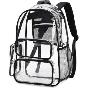 BTOOP Clear Backpack Heavy Duty Transparent Bag 17" See Through BookBag for Women Men Adults Work Festival Sports Travel