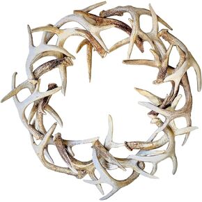 Antlers Wreath, Christmas Deer Antlers Wreath for Front Door, Faux Antler Wreath Rustic Farmhouse Handmade Resin Antlers Wreath Rustic Farmhouse Antlers Wreath, Faux Deer Antlers Wreath(White M)