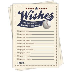 Baseball Baby Wishes Cards for Boy Baby Shower - Baby Shower Party Game - Set of 20
