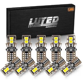 LUYED 194 مصباح LED 6500K أبيض T10 168 2825 W5W 4-SMD 2835 شرائح LED بديلة لمبات خالية من الأخطاء للسيارة الداخلية لخريطة القبة وأضواء لوحة ترخيص لوحة القيادة، حزمة من 10 in Kuwait