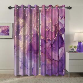 Baocicco Black and Gold Marble Window Curtains for Bedroom Art Fluid Gold Texture Marble Drapes for Living Room Modern Luxury Fashion Design Blackout Marble Grommets Curtains 2 Panels 21Wx45H Inch