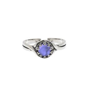 Recycled Early 1900's Purple Medicine Bottle and Sterling Primitive Twist Adjustable Ring