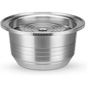 Stainless Steel Refillable Capsules Reusable Coffee Pods (8oz,240ml) Compatible for Nespresso Vertuo espresso Pods Refillable Capsules Attched 1 Reusable Spoon 1 Brush (Silver)