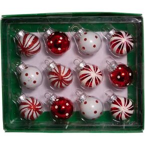 Kurt Adler GG0294 1-Inch Ornament Set, Red, White, for Christmas