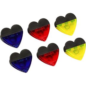 Generic Heart Shape Plastic Clips with Magnetic for Refrigerator Note Holder, Megnet Paper Clips, Magnet Holder Clips, Binder Clips, Wide Bag Clips - All Purpose Clips - Set of 6