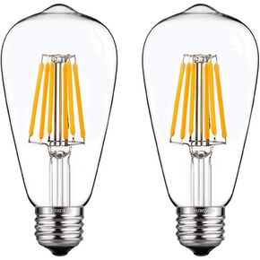 12V Edison Bulb 60 watt Equivalent E26 Medium Base 12V LED Light Bulb, AC/DC 12V-36V 6W Warm White 2700K Vintage Low Voltage Bulb for RV, 2 Pack