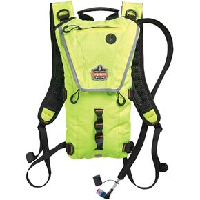 Ergodyne Chill-Its 5156 Hydration Backpack with Storage, Low Profile Pack, High Visibility Reflective, 3 Liter Bladder, Breakaway Shoulder Straps,Lime