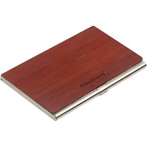 Wood Business card case, lightweight, portable, simple combination of solid wood and metal, credit card case, suitable for both men and women. (Rosewood)