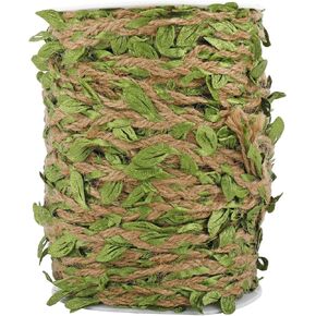 164 ft Natural Jute Twine with Burlap Leaf,4-Strands Soft Durable Rope, Artificial Vine Green Leaves, Excellent for Ribbon, Wrap, and Other Crafts Accessory in Kuwait