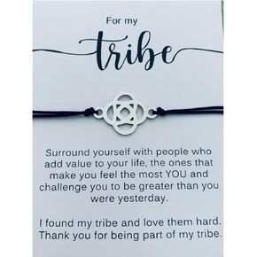 Infinity Collection Tribe Bracelet, Gift For Your Tribe, Best Friend Gift, Adjustable Silver Stainless Steel Celtic Knot Friendship Cord Bracelet, Gift for Her, Gift for Friends