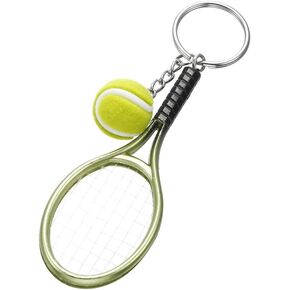 Tennis Racket Keychain Key Ring Creative Fashionable Alloy Tennis Ball Racquet Keychain Gift for Sport Lovers