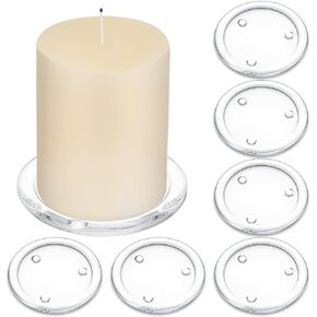 Clear Glass Pillar Candle Holder Plates 4 Inch Round Glass Candle Plate Small Flat Candle Tray for Dining Table Centerpiece Wedding Spa Home Party Decoration (36 Pieces)