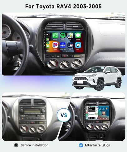 8 CORE 4G+64G Car Radio for Toyota RAV4 2003 2004 2005 with Wireless CarPlay/Android Auto, Podofo 9" 1280 * 720P IPS Touch Screen Stereo Android 13 GPS WiFi Bluetooth DSP SWC + HD Backup Camera in Saudi Arabia
