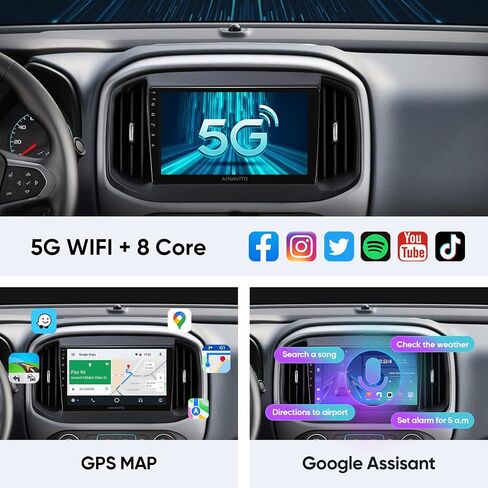 9 بوصة 8 كور 5G واي فاي أندرويد 12 Airplay 48EQ راديو ستيريو للسيارة لسيارة تشيفي كولورادو جي إم سي كانيون (بدون Bose) 2015-2018 Carplay Android Auto Support Mirroring Backup 1080P SWC in Saudi Arabia
