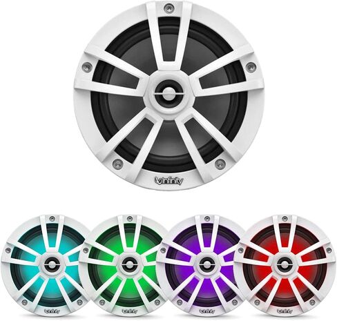 Great 16-25' Bay Boat Audio System: Bluetooth Stereo Radio Digital Media Marine Receiver Bundle Combo with 4x 6.5" 225W Peak OEM Replacement Waterproof Titanium RGB LED Speakers, Speaker Wire, Antenna in Saudi Arabia