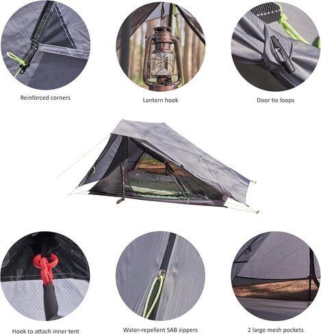 Altair Two Ultralight Backpacking Tent, 2 Person Trekking Pole Backpacking Tent, Waterproof, Compact, 3 Season, Double Wall Shelter for Backpacking, Camping, Hiking, Trekking in Kuwait