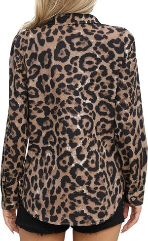 Womens Button-Down Shirts Long Sleeve Wrinkle Free Exquisite Print Fashion Casual Blouse Top XS-XXL in Saudi Arabia