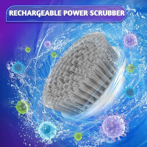 جهاز تنظيف دوار كهربائي جديد، جهاز تنظيف دوار لاسلكي قابل للحمل مع 5 رؤوس فرشاة ومقبض تمديد قابل للتعديل، فرشاة استحمام بقوة 360 درجة للحمام والحوض والبلاط والأرضية in Kuwait