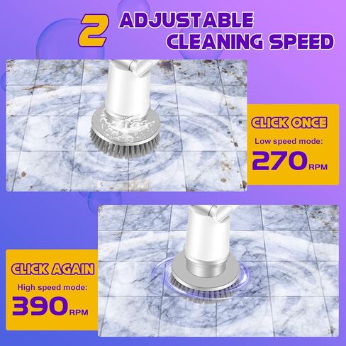 جهاز تنظيف دوار كهربائي جديد، جهاز تنظيف دوار لاسلكي قابل للحمل مع 5 رؤوس فرشاة ومقبض تمديد قابل للتعديل، فرشاة استحمام بقوة 360 درجة للحمام والحوض والبلاط والأرضية in Kuwait