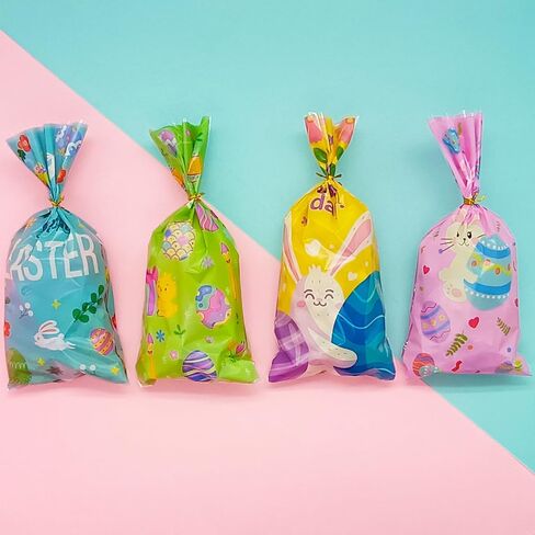 Jagrove Cellophane Treat Bags with Gold Twist Ties 100 Pieces Plastic Bags Goodie Cookies Candy Bread Gift Bags Party Supplies in Saudi Arabia
