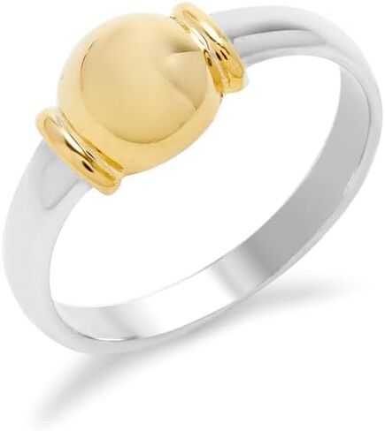 EVE'S ADDICTION Women's Sterling Silver and Gold Tone Cape Cod Style Ring, ring sizes 5 to 9 - Sterling Silver Rings for Women - Two Tone Beach Ball Ring - Birthday Gifts for Her - Gifts for Mom in Kuwait