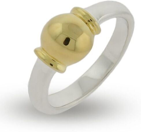 EVE'S ADDICTION Women's Sterling Silver and Gold Tone Cape Cod Style Ring, ring sizes 5 to 9 - Sterling Silver Rings for Women - Two Tone Beach Ball Ring - Birthday Gifts for Her - Gifts for Mom in Kuwait