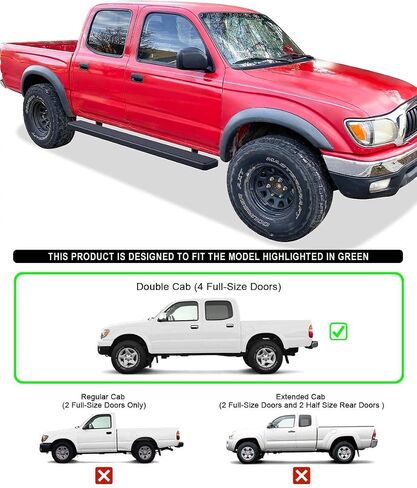 APS Running Boards 6in Black Compatible with Toyota Tacoma 2001-2004 Double Crew Cab (Nerf Bars Side Steps Side Bars) in Saudi Arabia