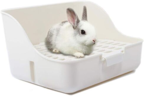 Md trade Square Potty Trainer Corner Litter Bedding Box Pet Pan for Small Animal/Guinea Pig/Rabbit/falesaur/Ferrets(White) in Kuwait