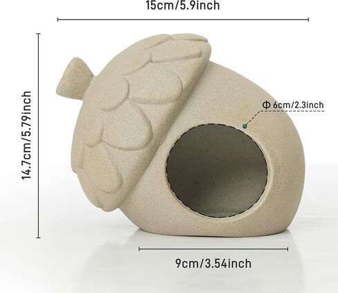 BUCATSTATE Hamster Hideout Ceramic, Acorn Shape Hamster House and Habitats for Dwarf Hamster Gerbils Rat Small Animal Cage Habitat Decor, Nature Themed Hamster Cage Accessories in Kuwait