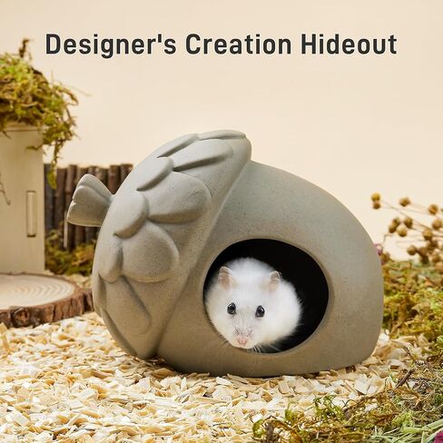BUCATSTATE Hamster Hideout Ceramic, Acorn Shape Hamster House and Habitats for Dwarf Hamster Gerbils Rat Small Animal Cage Habitat Decor, Nature Themed Hamster Cage Accessories in Kuwait