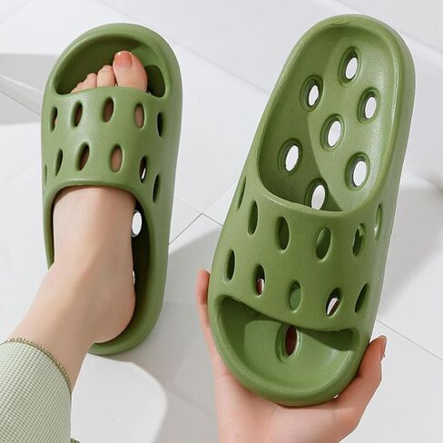 شباشب حمام للنساء والرجال غير قابلة للانزلاق سريعة الجفاف، أحذية استحمام من مادة إي في إيه مع فتحات تصريف in Kuwait