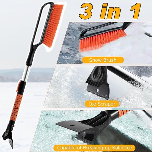 CHANGE MOORE 3-in-1 Ice Scraper and Brush for Car 1Pc, 28.3-35'' Snow Scraper with Brush Extendable, Snow Brush and Ice Scraper with Foam Grip for SUV,Truck,Vehicle Windows in Saudi Arabia