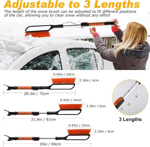 CHANGE MOORE 3-in-1 Ice Scraper and Brush for Car 1Pc, 28.3-35'' Snow Scraper with Brush Extendable, Snow Brush and Ice Scraper with Foam Grip for SUV,Truck,Vehicle Windows in Saudi Arabia