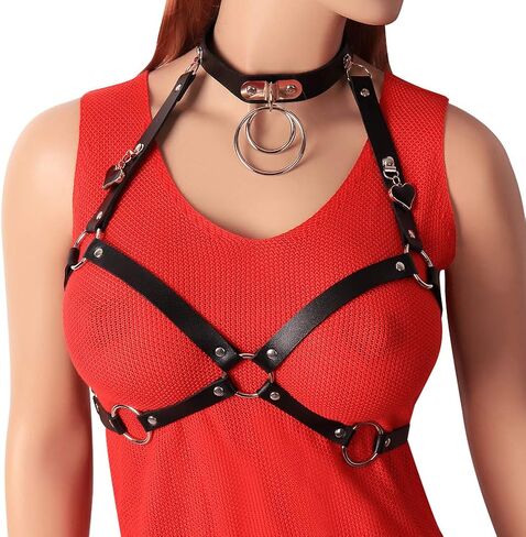 Women Leather Harness Bra Punk Gothic Cage Waist Belts Body Harness Straps Costume in Saudi Arabia