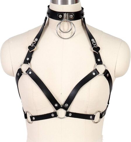 Women Leather Harness Bra Punk Gothic Cage Waist Belts Body Harness Straps Costume in Saudi Arabia