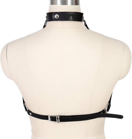 Women Leather Harness Bra Punk Gothic Cage Waist Belts Body Harness Straps Costume in Saudi Arabia