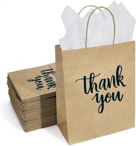 50 عبوة من أكياس هدايا DjinnGlory متوسطة الحجم باللون الأزرق الداكن مع مقابض مقاس 10x8x4 بوصة و24 منديلًا ورقيًا للأعمال الصغيرة، والتسوق، وحفلات الزفاف، وهدايا حفلات استقبال المولود الجديد، وحقائب هدايا التخرج in Kuwait